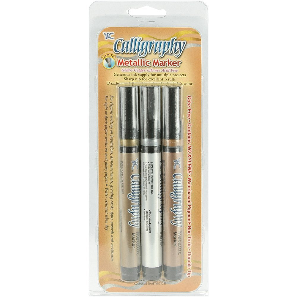 Yasutomo 2mm Tip Calligraphy Metallic Markers, Assorted Colors (NSC703 –  Value Products Global